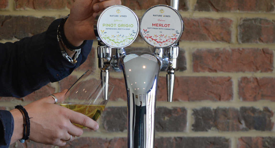 Wine on tap in use