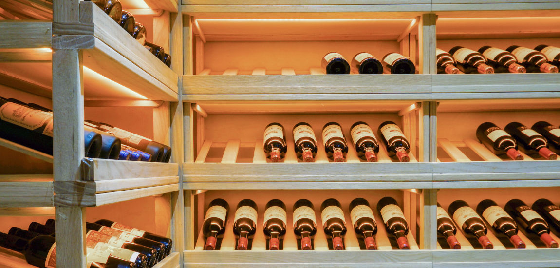 Wine being stored in cool dry place